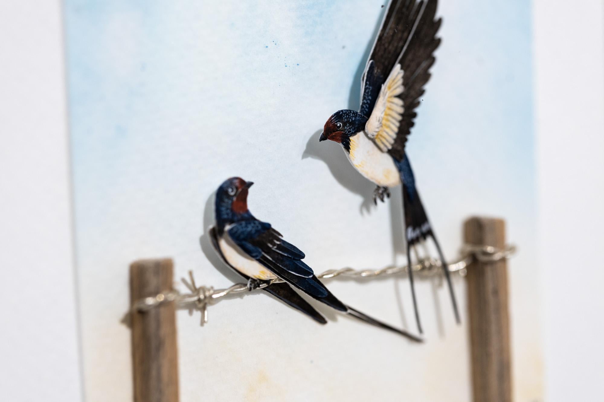 Barn Swallow - Gray Animal Art by Nayan and Venus