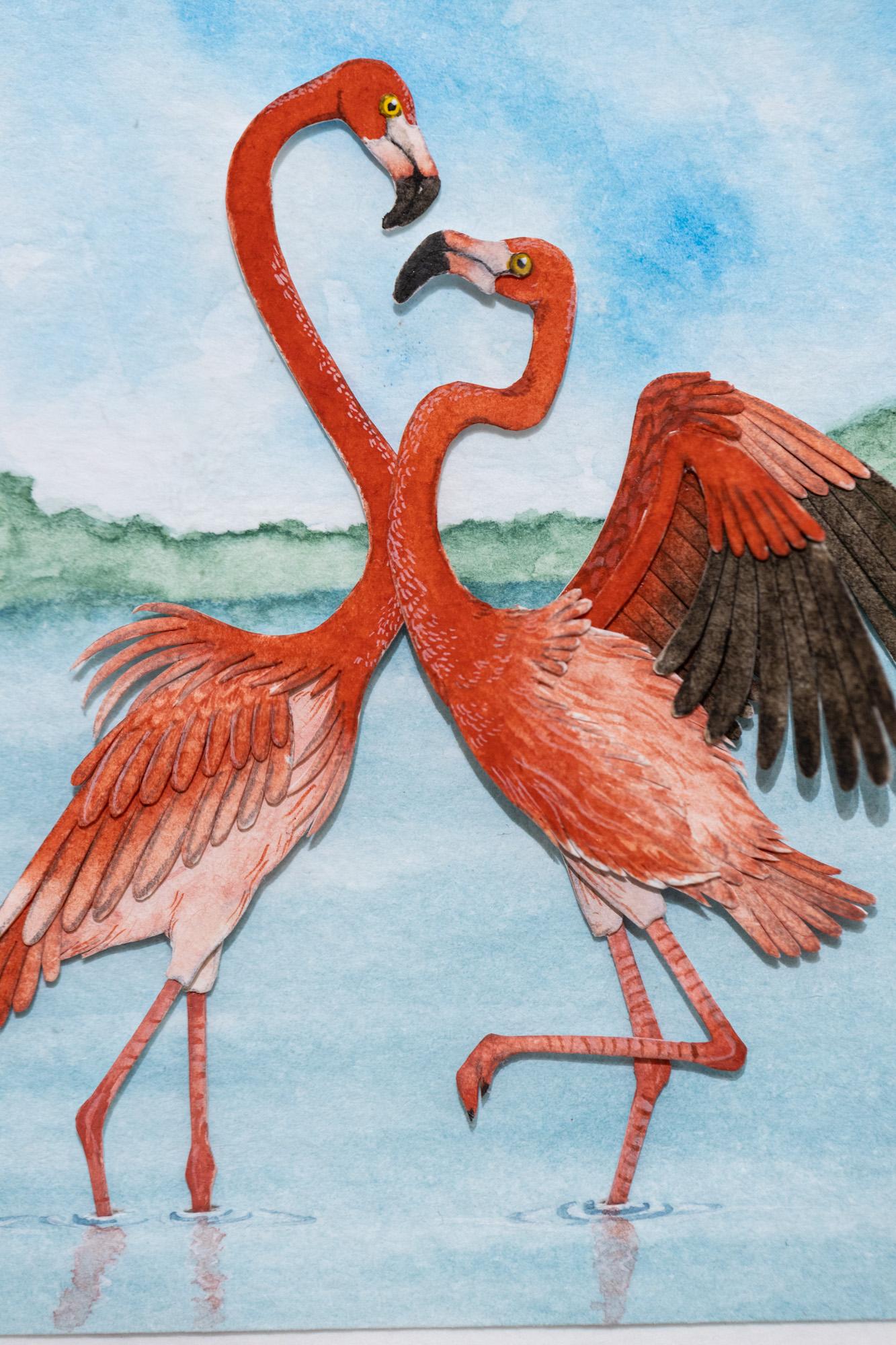 American Flamingo - Gray Animal Art by Nayan and Venus
