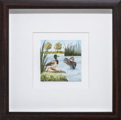 Diorama de pareja de ánades reales
