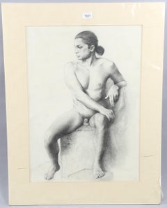 Desnudo masculino.  Dibujo al carboncillo