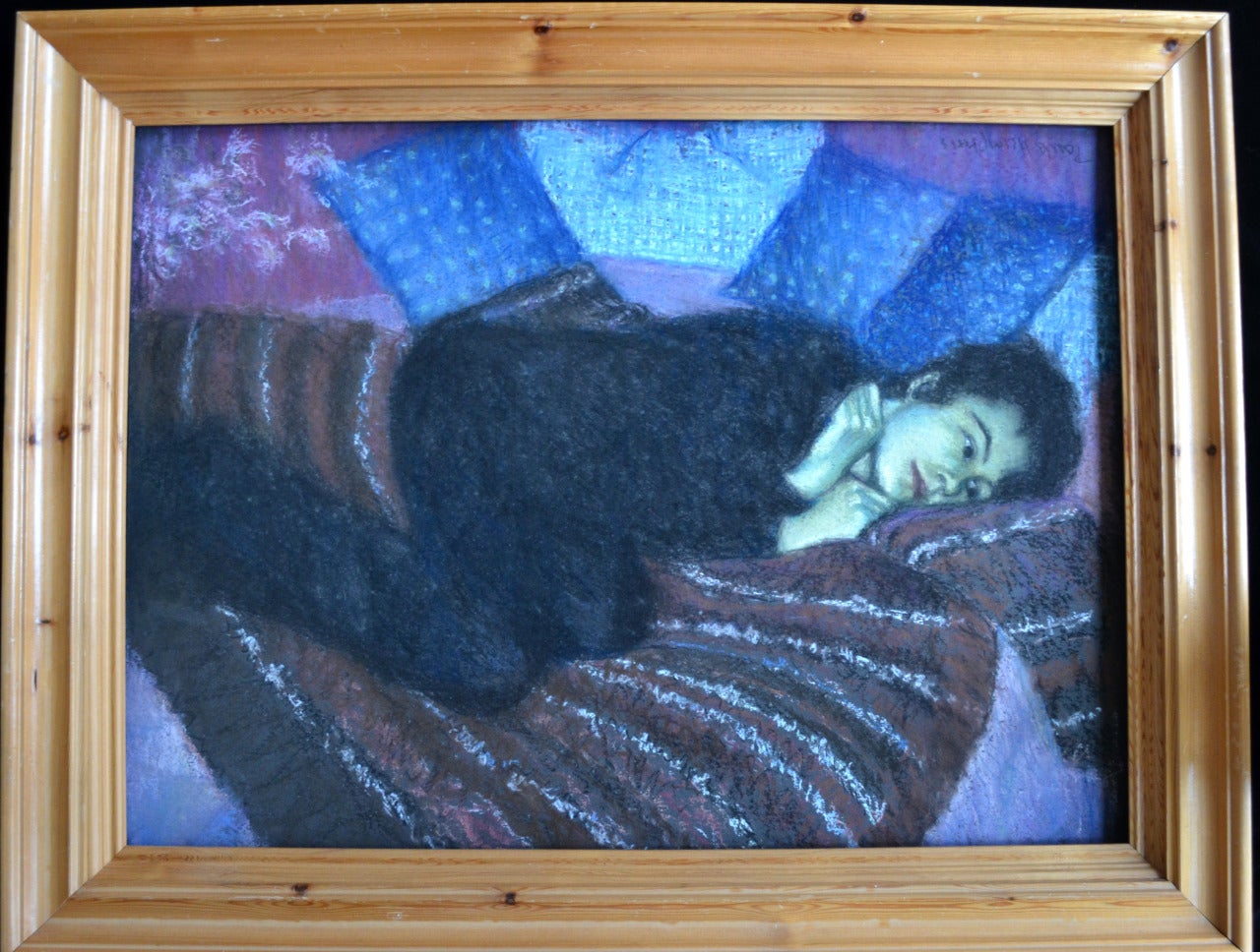 Astral Planing:  Contemporary Figurative Pastel - Art Deco Art by Paula Humphris