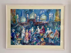The Night Market, Lahore - Signed Watercolor Painting, 2003