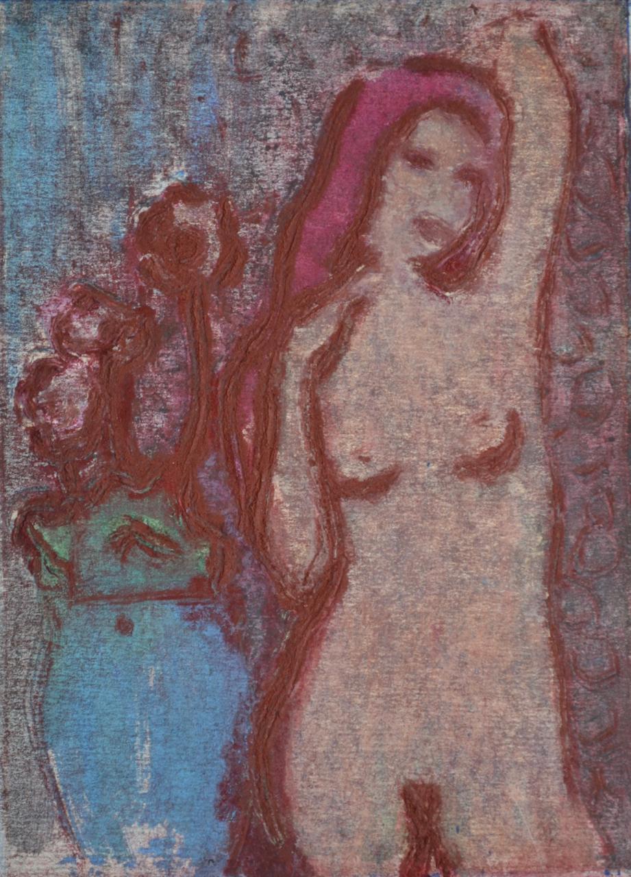 Ian Laurie Nude Print - Lady In Red, Contemporary limited edition etching