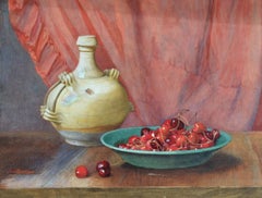 Tazón De Cerezas. Acuarela de los años 20