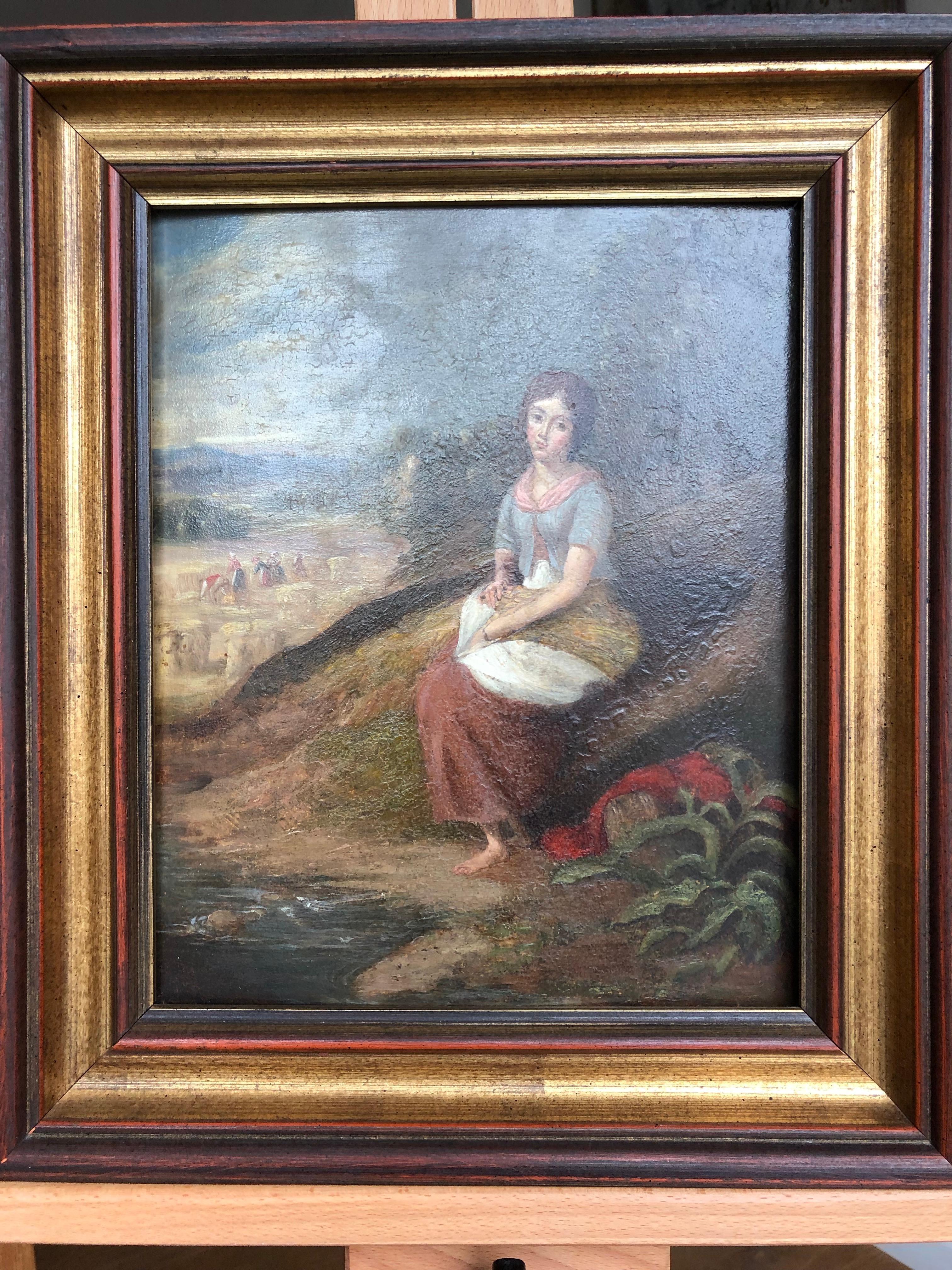 The Gleaner. Victorian Portrait, Oil On Board  1