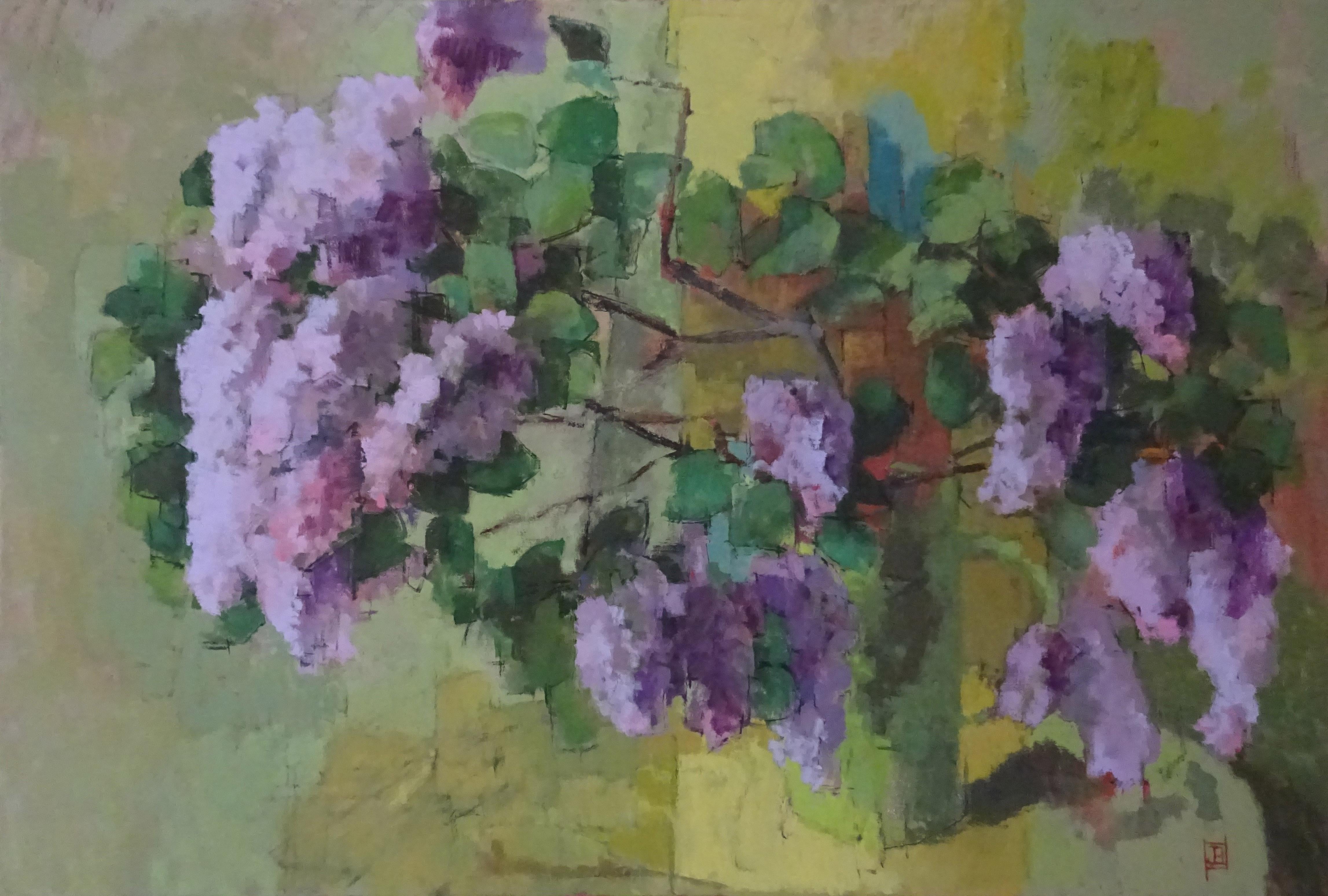 Jill Barthorpe Still-Life Painting - Wild Lilac:  Contemporary Still Life, Oil On Canvas