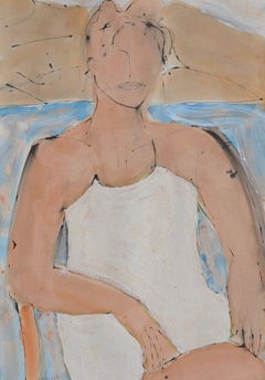 On The Beach: Contemporary Mixed Media Figurative painting by John Emanuel