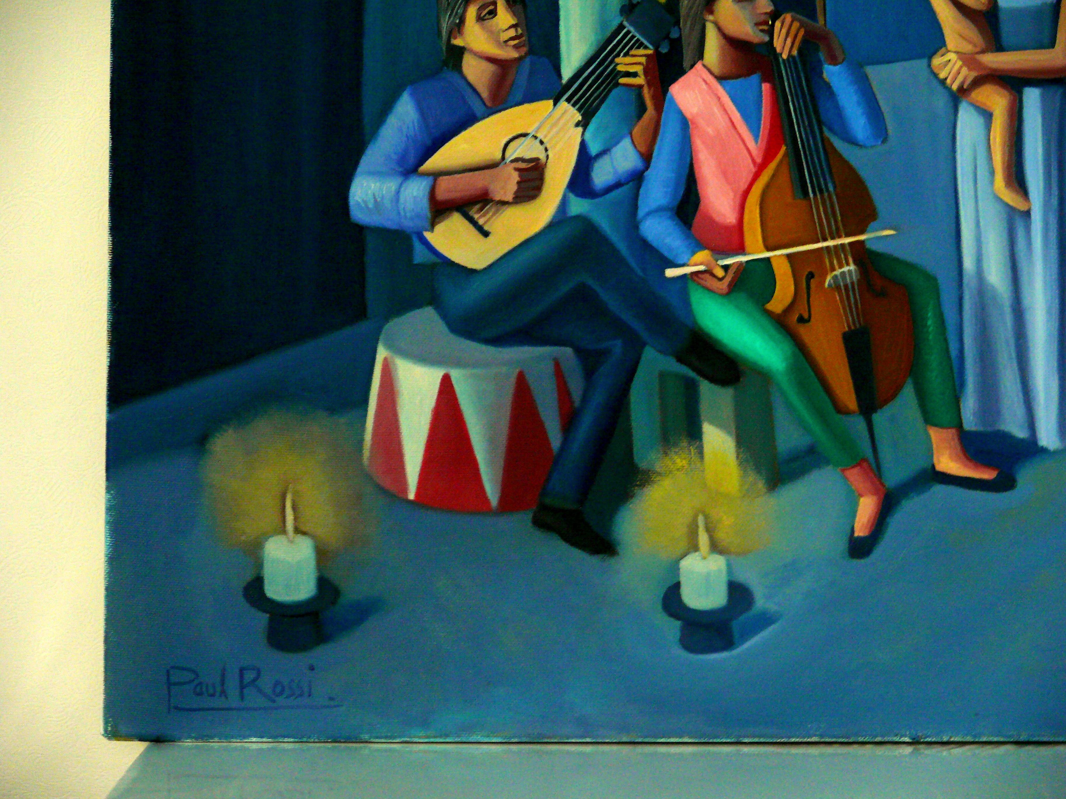 Circus Nativity: Contemporary Figurative Oil Painting - Black Figurative Painting by Paul Rossi