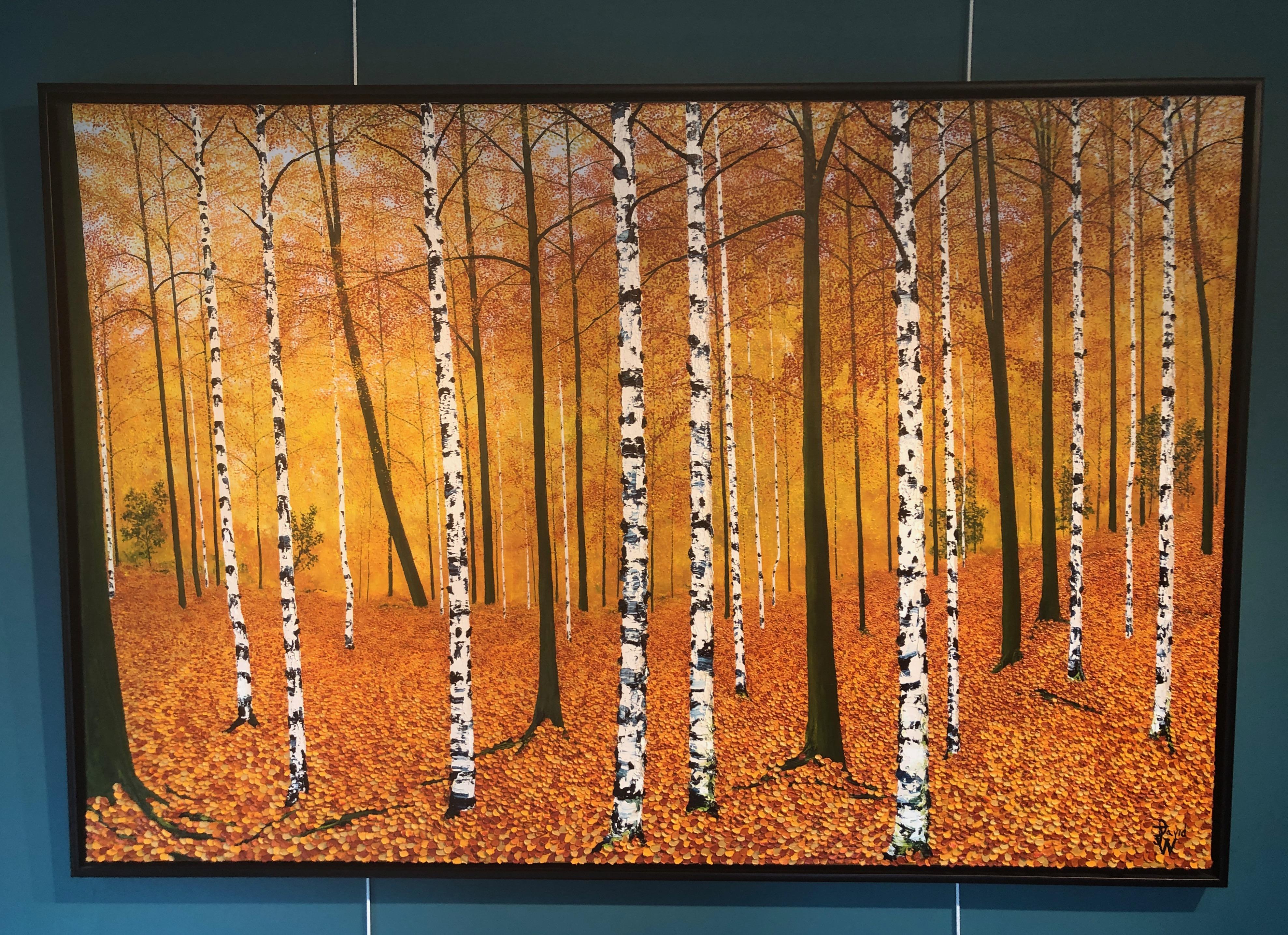 Golden Birches.    Large Contemporary Landscape Painting 1