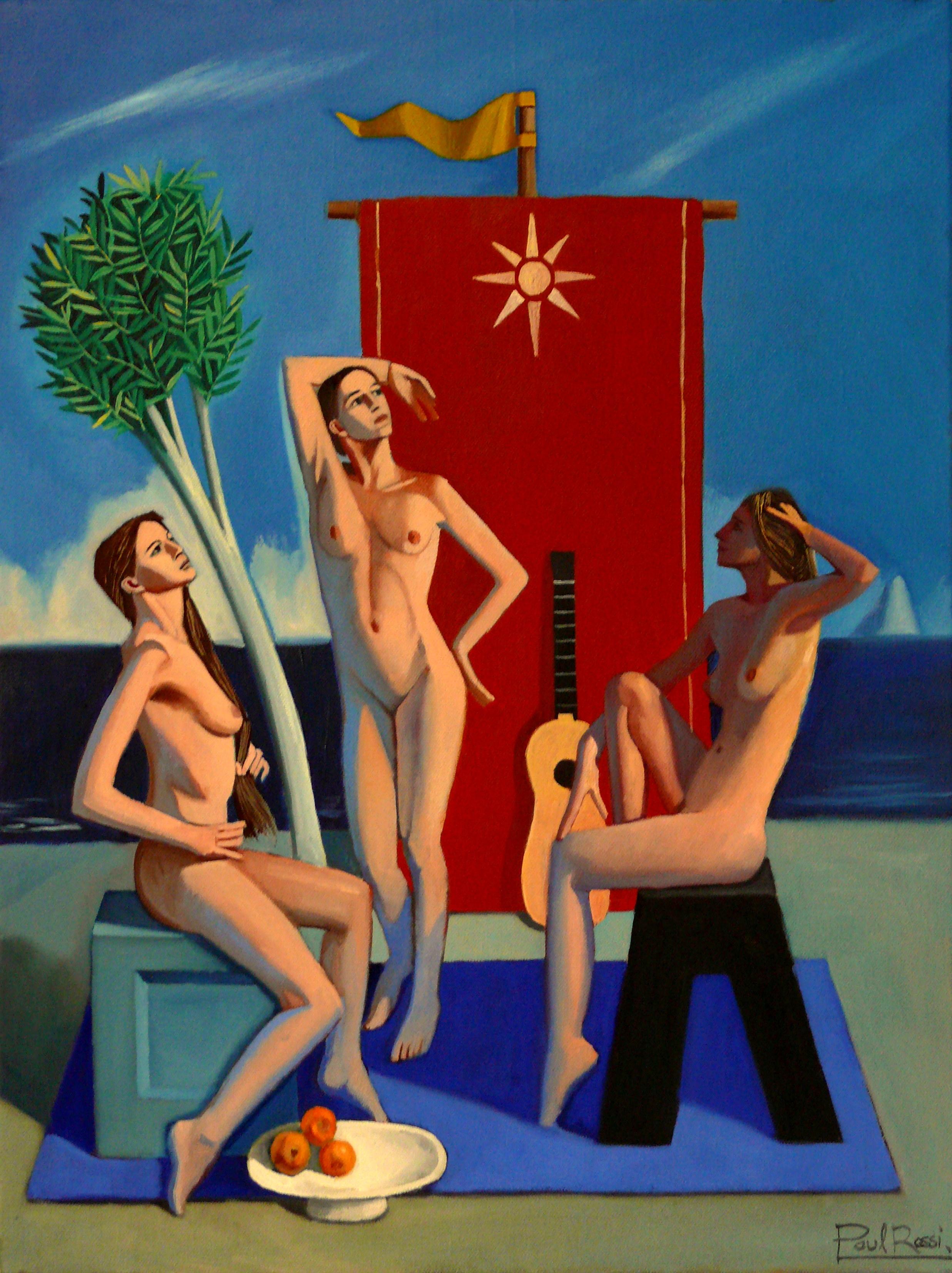 Paul Rossi Figurative Painting - The Three Graces IV    Contemporary Figurative Oil Painting