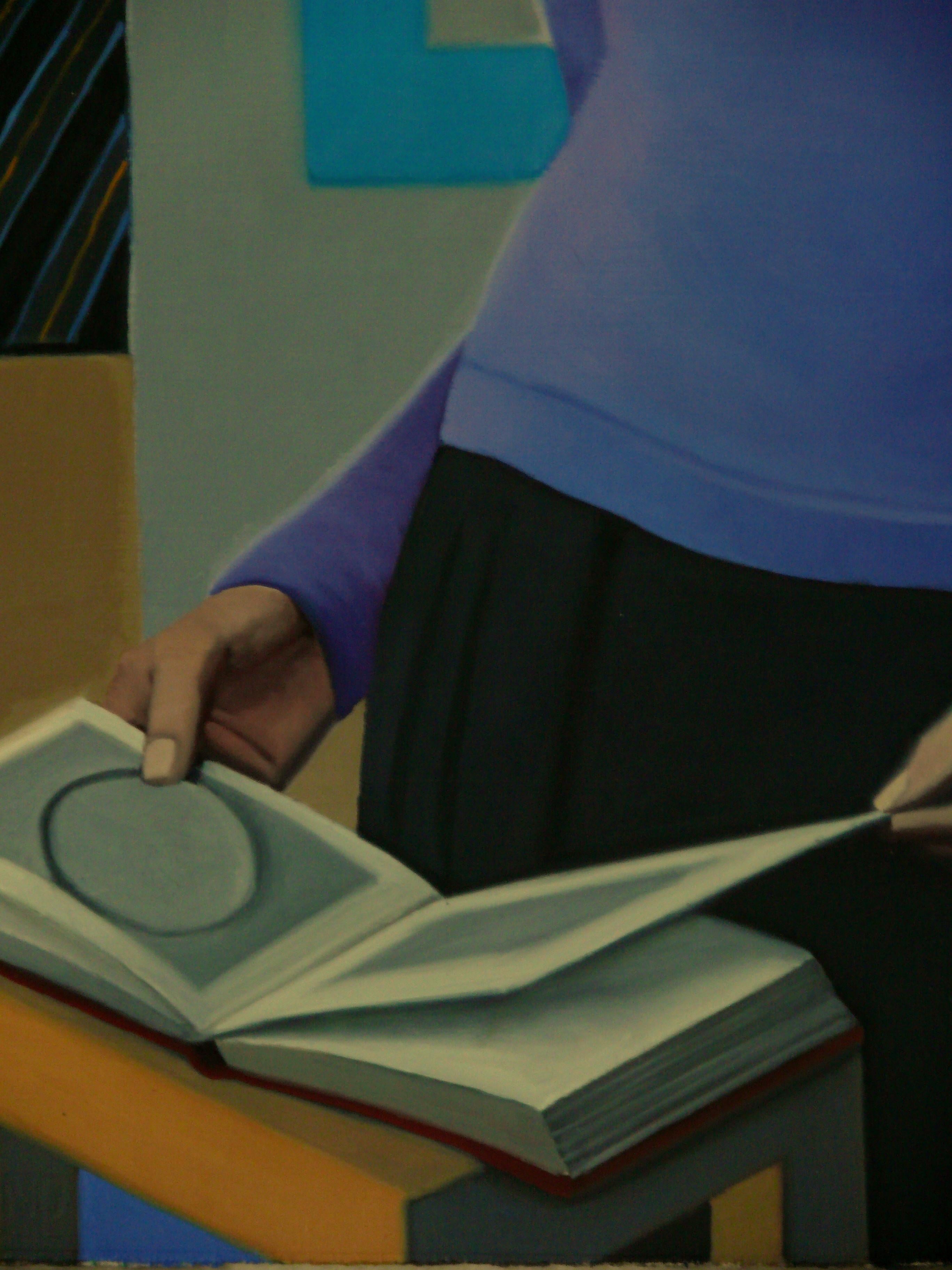 Figura en contemplación    Pintura al óleo figurativa contemporánea - Figurative Painting Negro de Paul Rossi