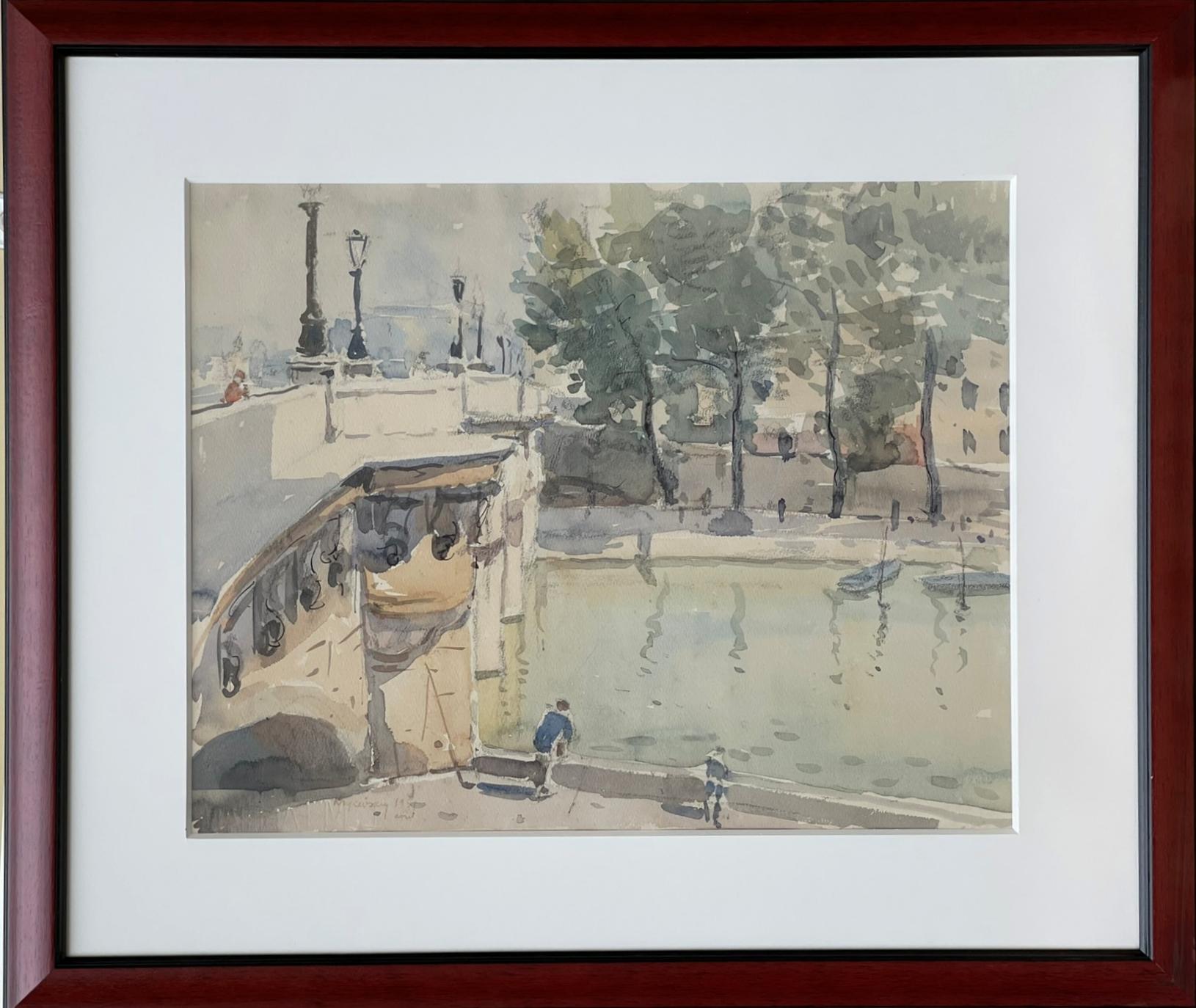 Mykola Vasyl Krychevsky Landscape Art - By Pont Neuf, Paris