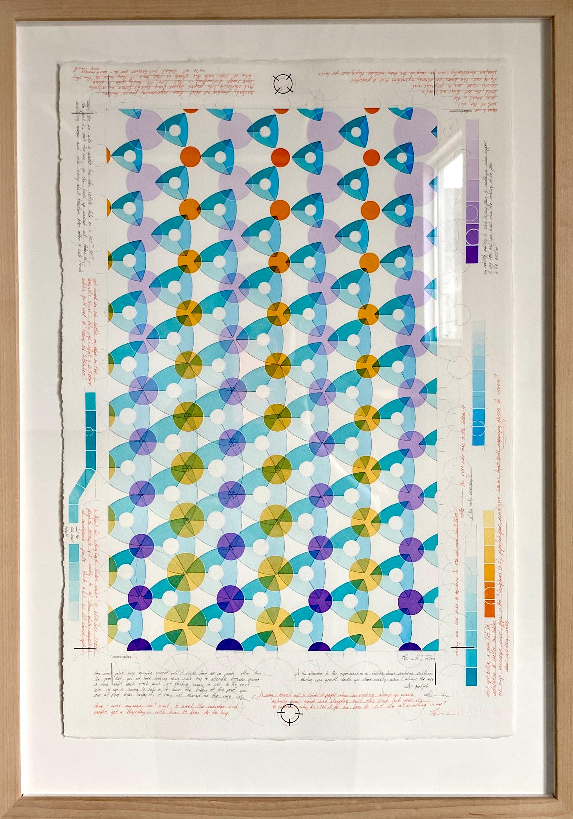 Brian Daly Abstract Drawing - Consumables, Contemporary Acrylic Ink on Paper, Geometric Abstract, Framed