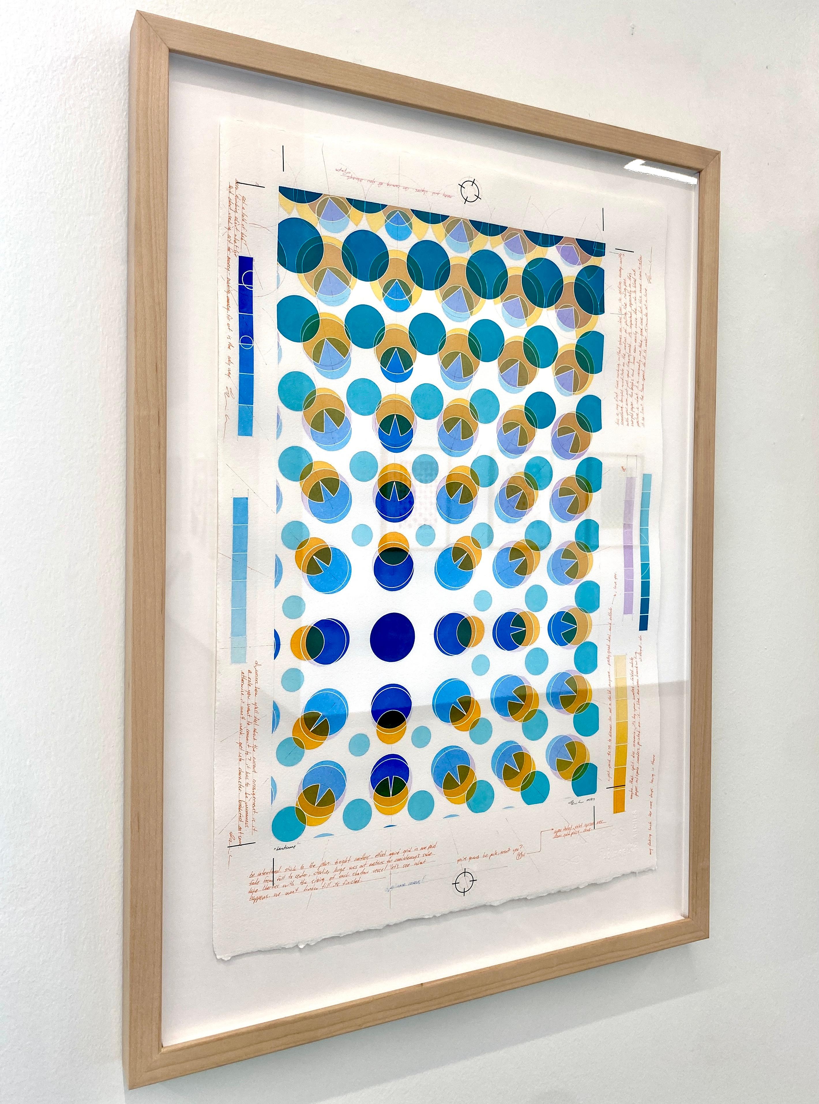 Handsome, Contemporary Acrylic Ink on Paper, Geometric Abstract, Framed - Art by Brian Daly