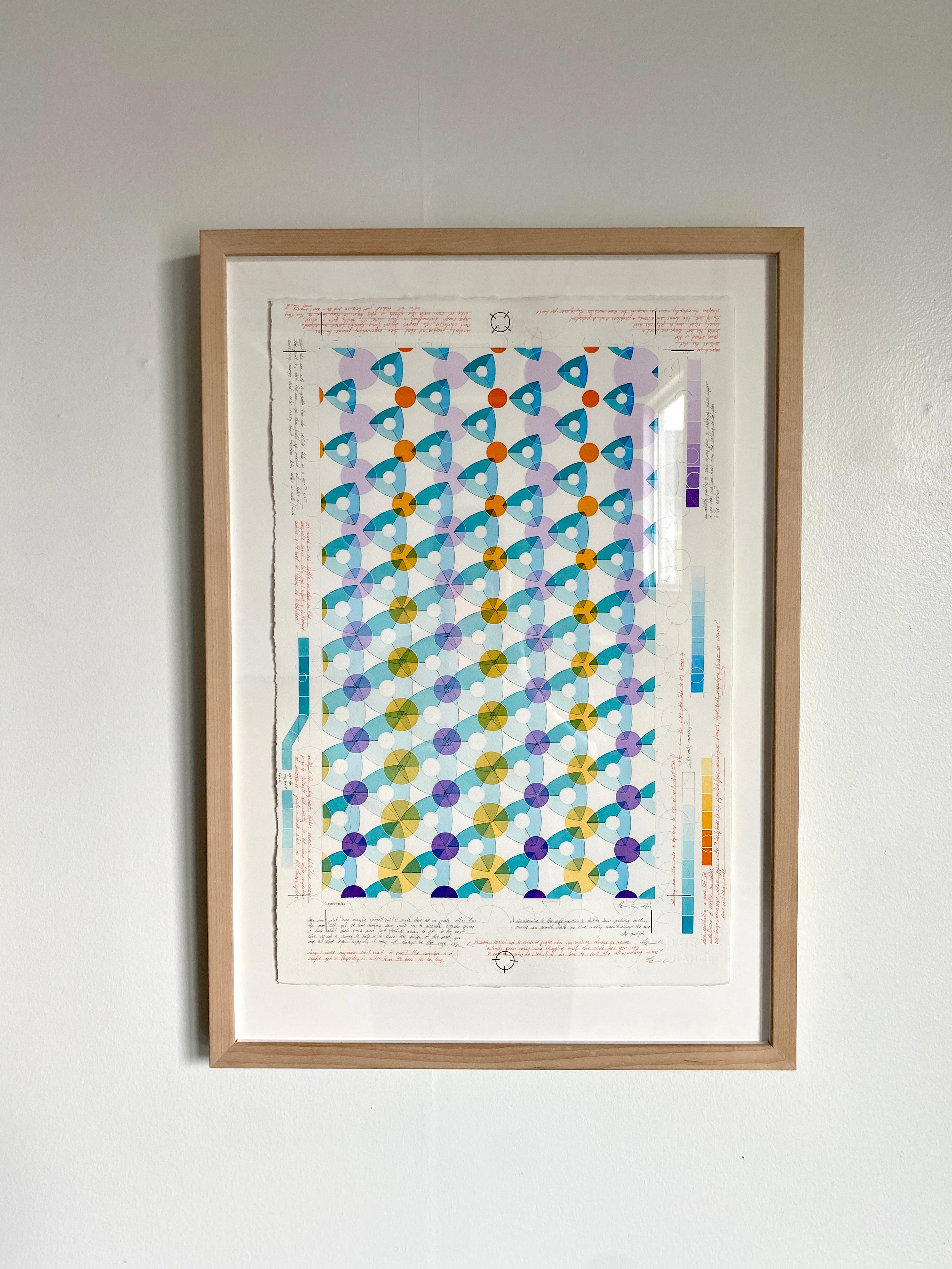 Consumables, Contemporary Acrylic Ink on Paper, Geometric Abstract, Framed - Art by Brian Daly