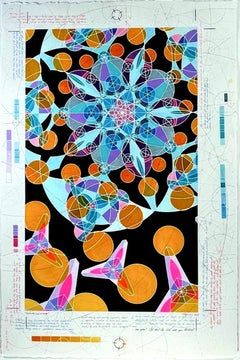 Binding Curve of Energy, Contemporary Ink on Paper, Geometric Abstract, Framed