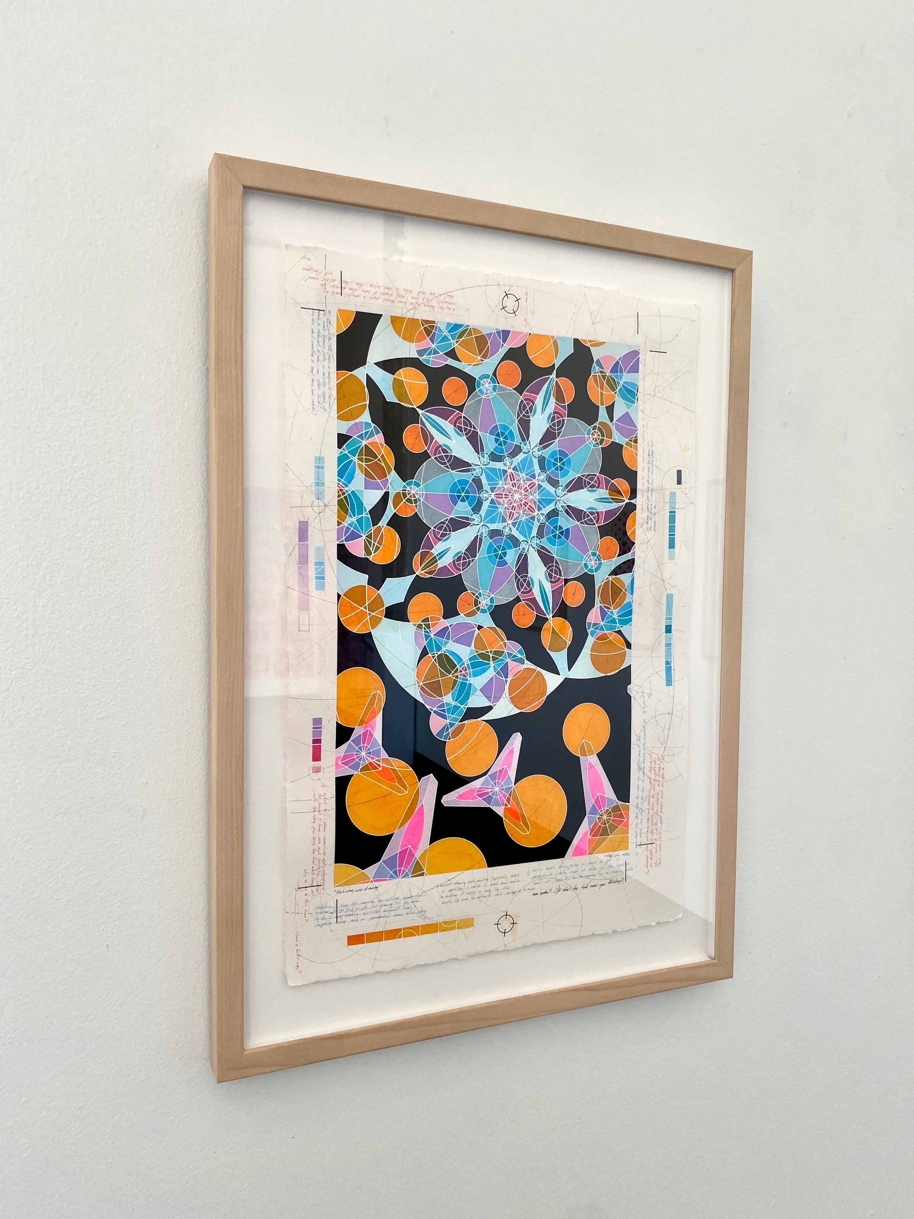 Binding Curve of Energy, Contemporary Ink on Paper, Geometric Abstract, Framed - Art by Brian Daly