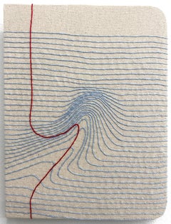 Notes for String Theory 040322, Contemporary Embroidery on Canvas, Hand Stitched