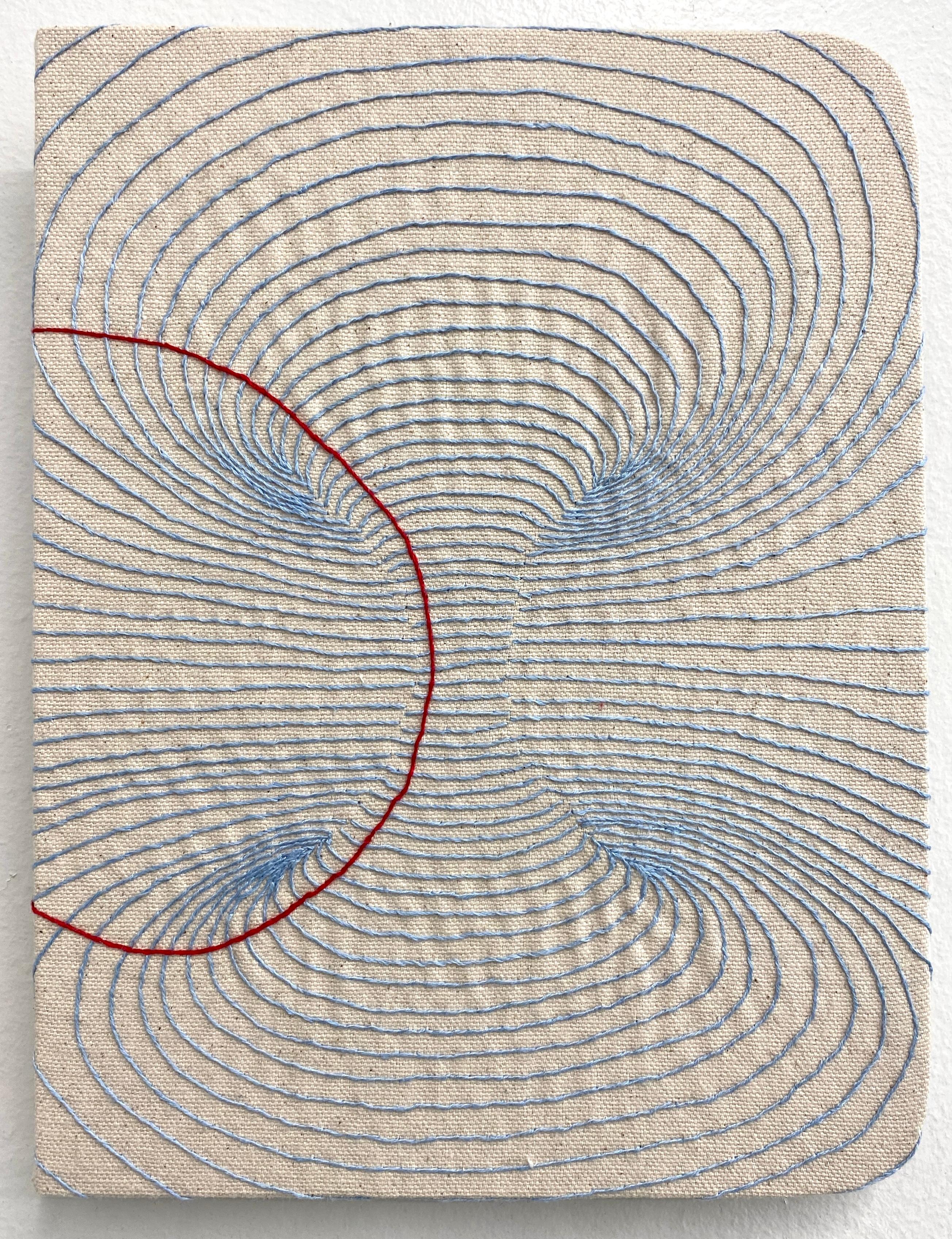 Candace Hicks Abstract Sculpture - Notes for String Theory 040522, Contemporary Embroidery on Canvas, Hand Stitched