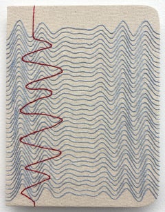 Notes for String Theory 040122, Contemporary Embroidery on Canvas, Hand Stitched