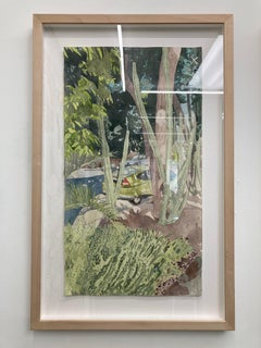 LA (Insight), Contemporary Figurative Watercolor, Interiors, Flora, Framed