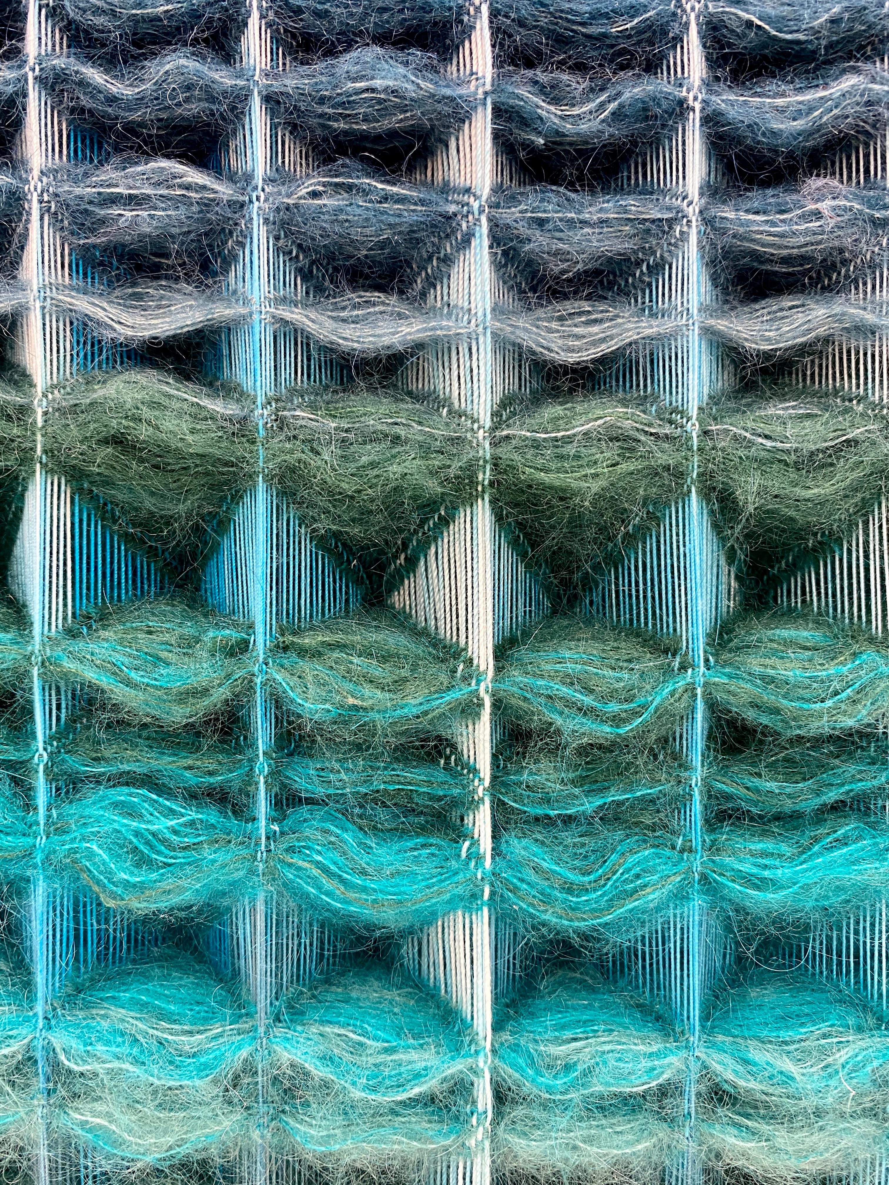 Regenbogen, zeitgenössisches 3D-Textil, gerahmt, geometrisch, strukturiert  im Angebot 4