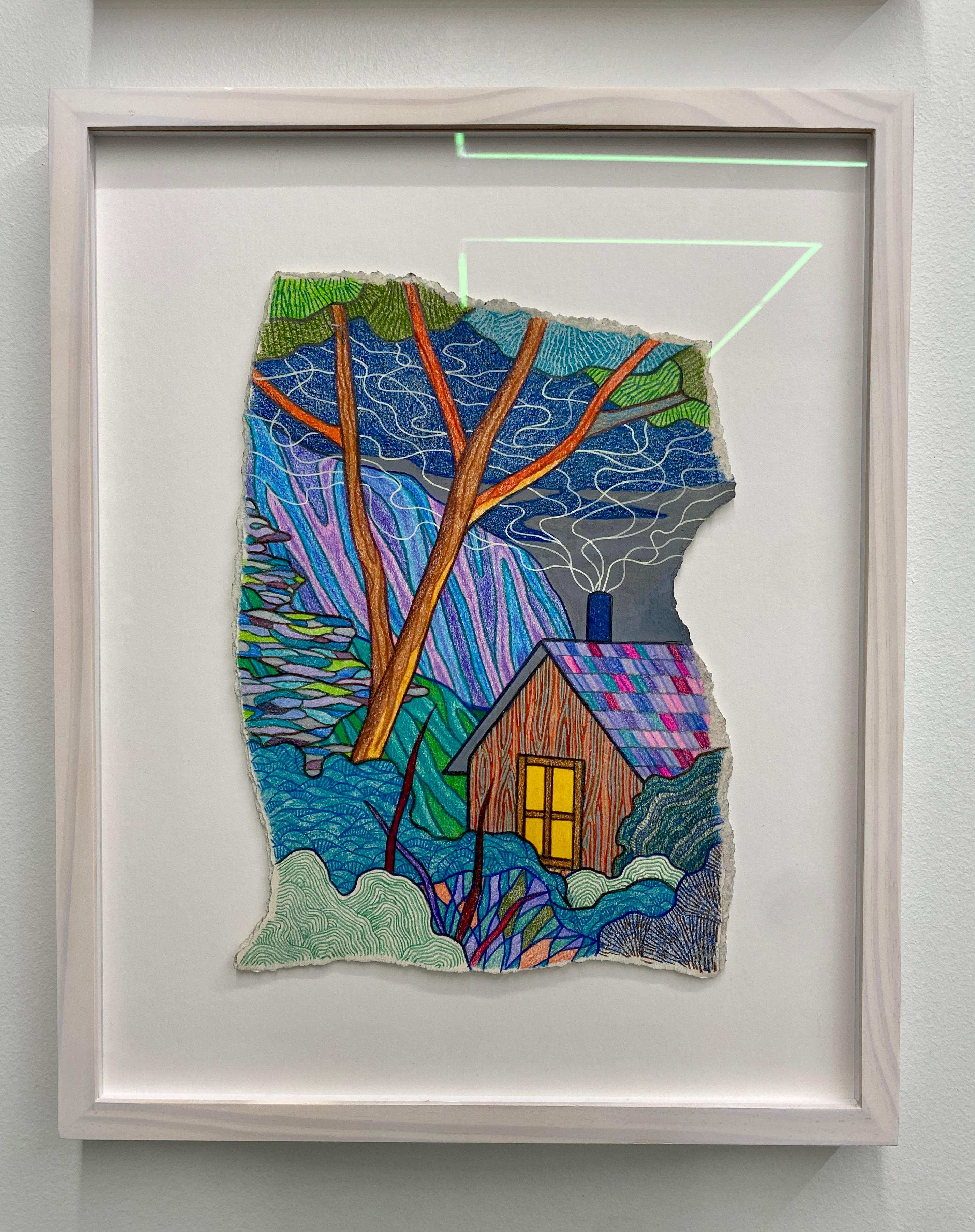 A Home For Feeling, Contemporary Abstract Landscape Drawing, Framed - Art by Tom Jean Webb 