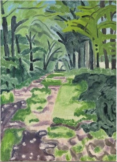 Boisbuchet Run Club(Les Chevaux), Contemporary Watercolor Painting, Landscape