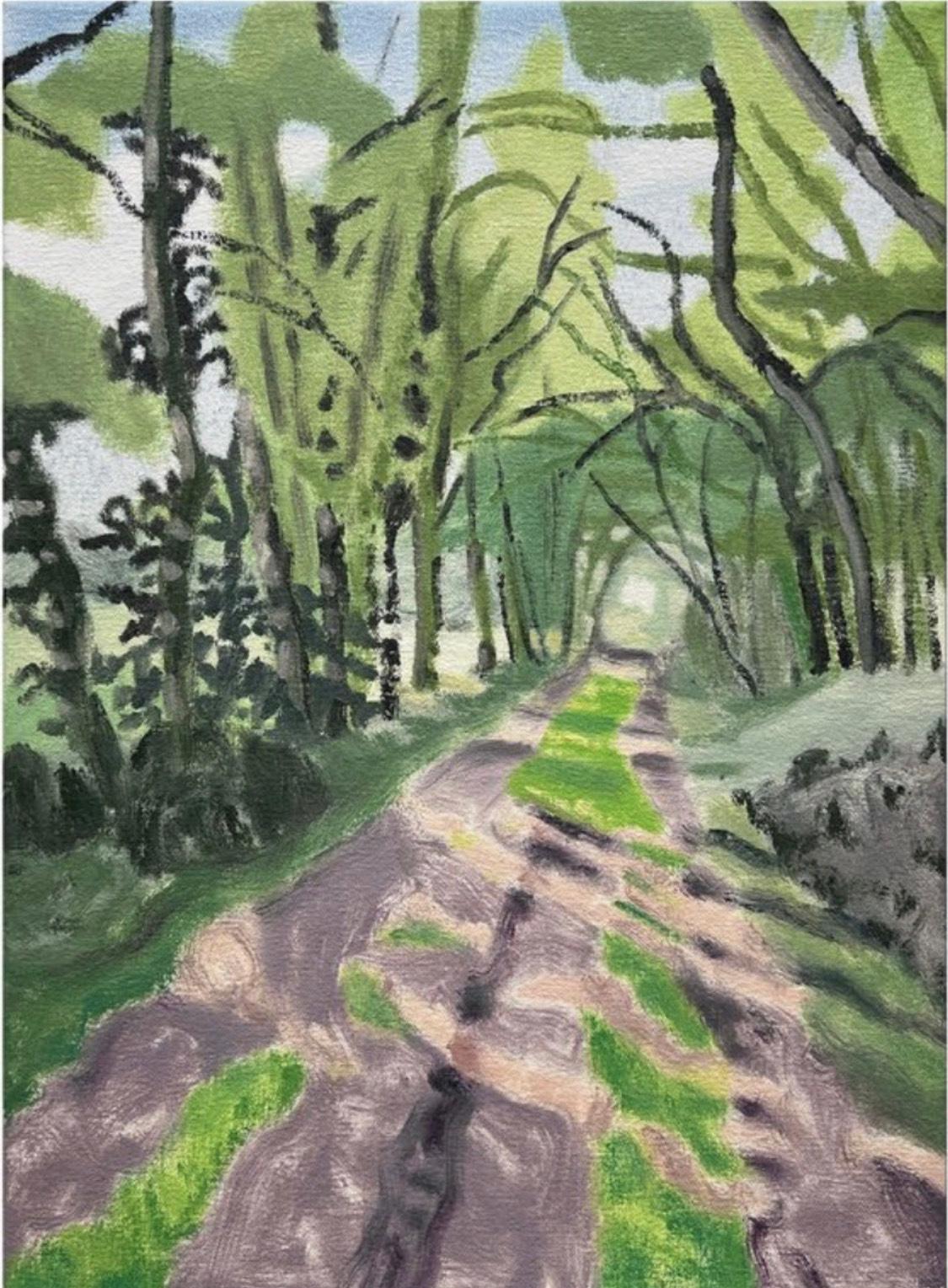 Bradley Kerl Landscape Art - Boisbuchet Run Club(Les Lac), Contemporary Watercolor Painting, Landscape
