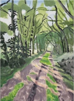 Boisbuchet Run Club(Les Lac), Contemporary Watercolor Painting, Landscape