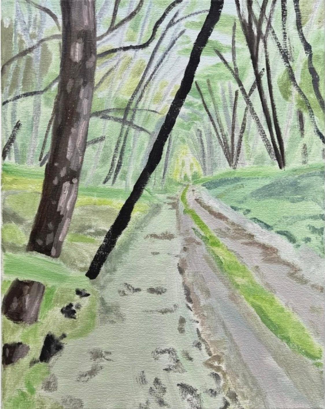 Bradley Kerl Landscape Art - Boisbuchet Run Club(Fraises de Bois), Contemporary Watercolor Painting, Landscape