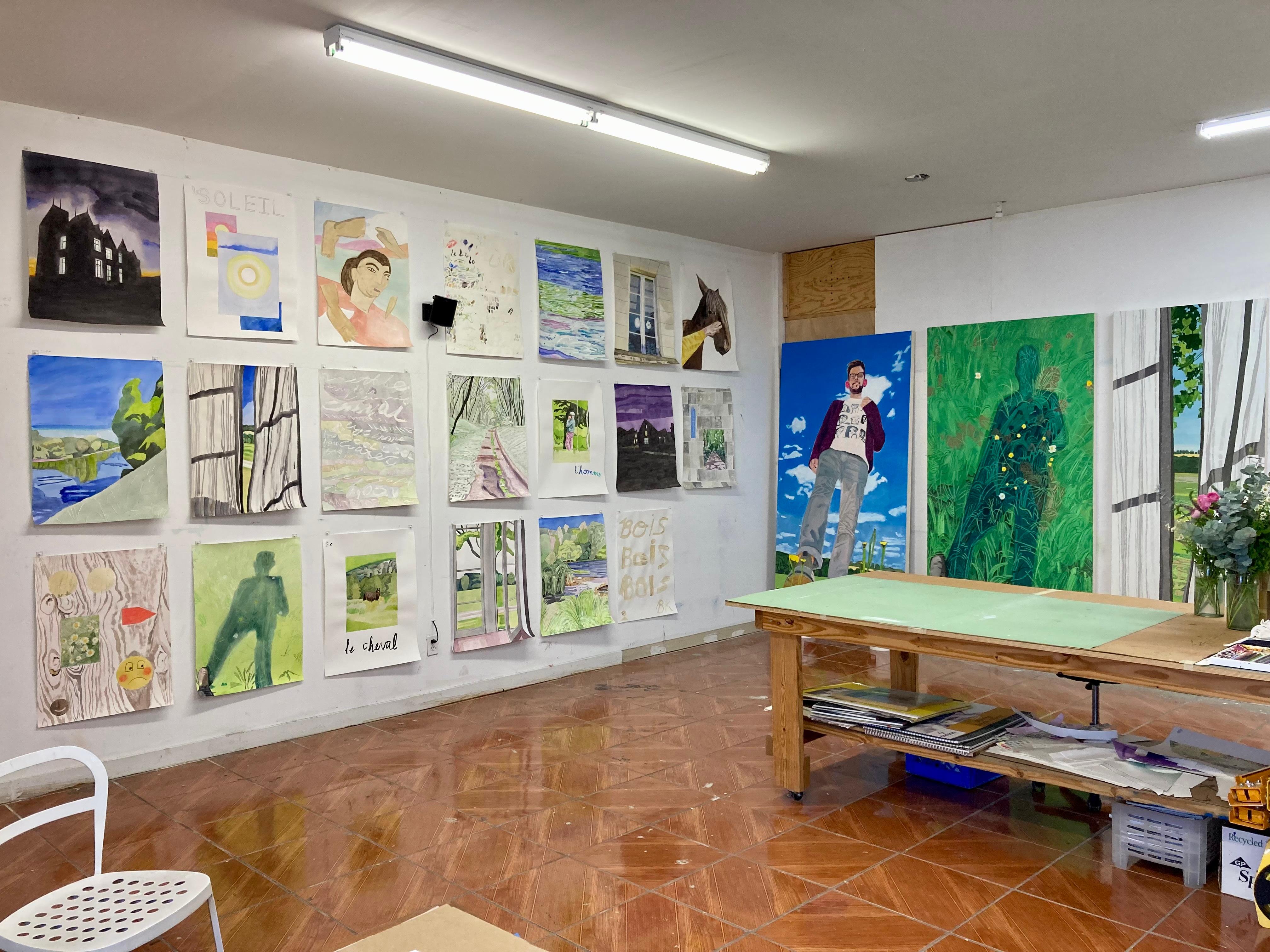 Where the Wild Strawberries Grow was created during Kerl's time at Domaine de Boisbuchet residency program in Lessac, France, between May and August 2022. Over the course of the program Kerl developed new body of work, consisting of dreamy oil