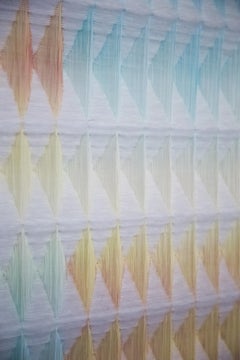 Cloud Nine, Contemporary Fiber Art, 3D Textile, Mohair, Cotton, Woven on Loom