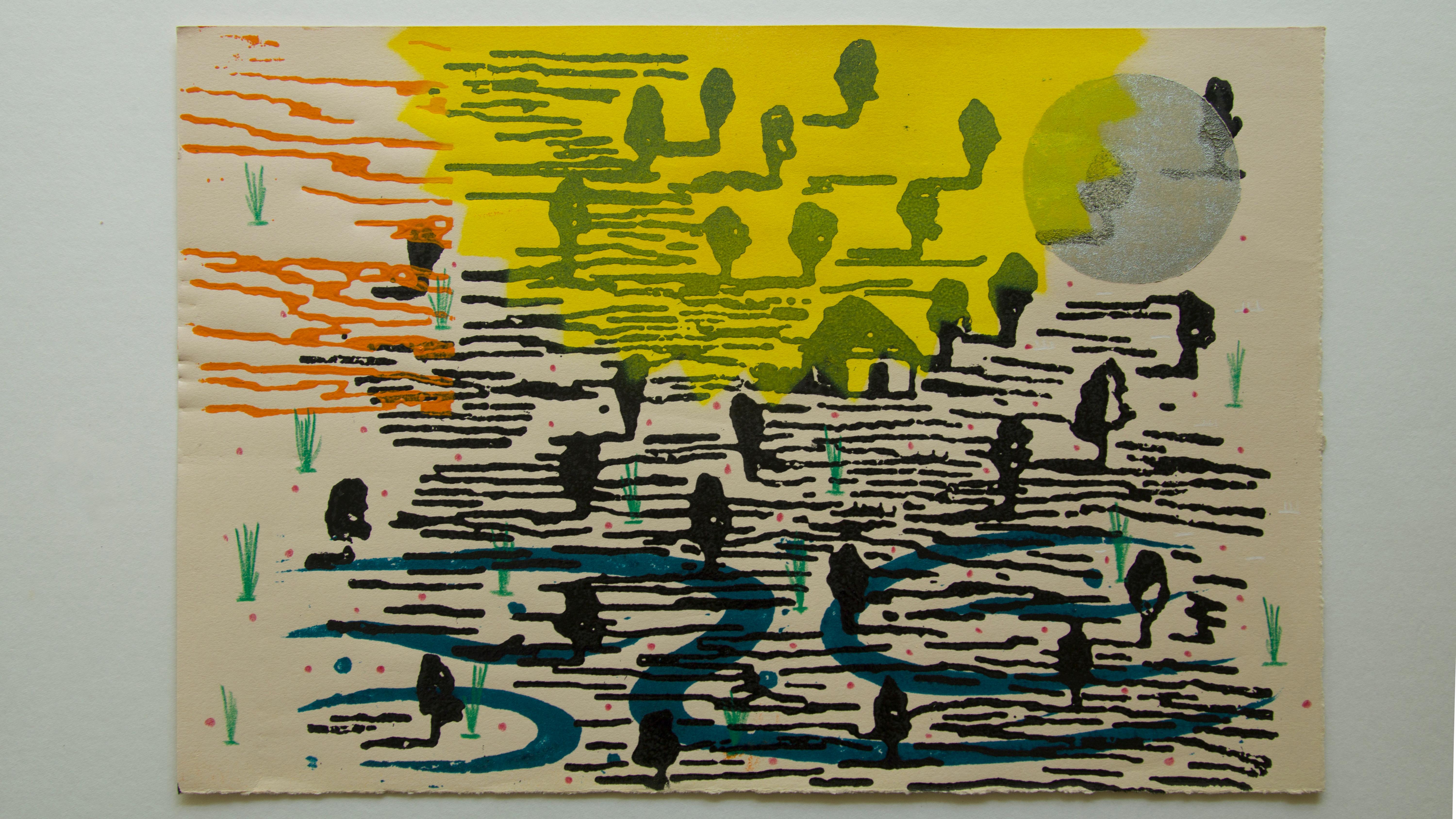 Paysage avec soleil et lune - Art de Francis X Pavy 