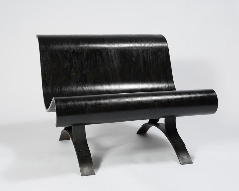 Black Wave Bench : bent poplar plywood and bent steel seating  - Art by Susan Woods