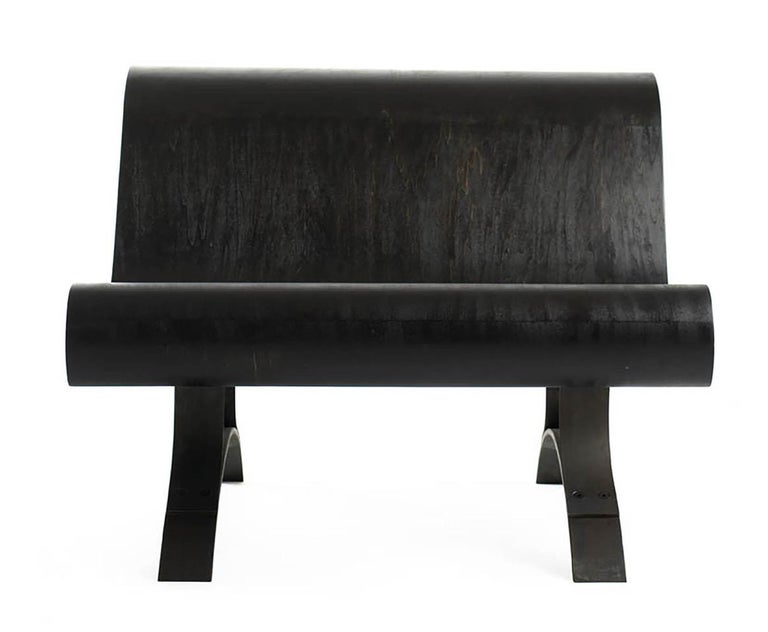 Black Wave Bench : bent poplar plywood and bent steel seating  For Sale 1