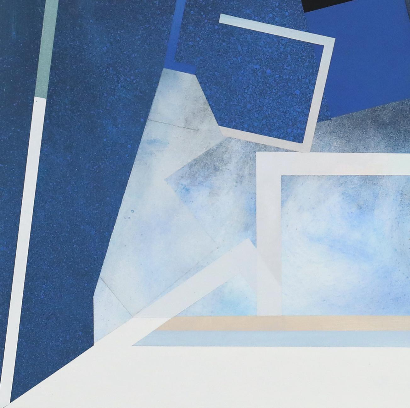 Countersquare #4 : contemporary abstract work of art - Blue Abstract Drawing by Paula Elliott