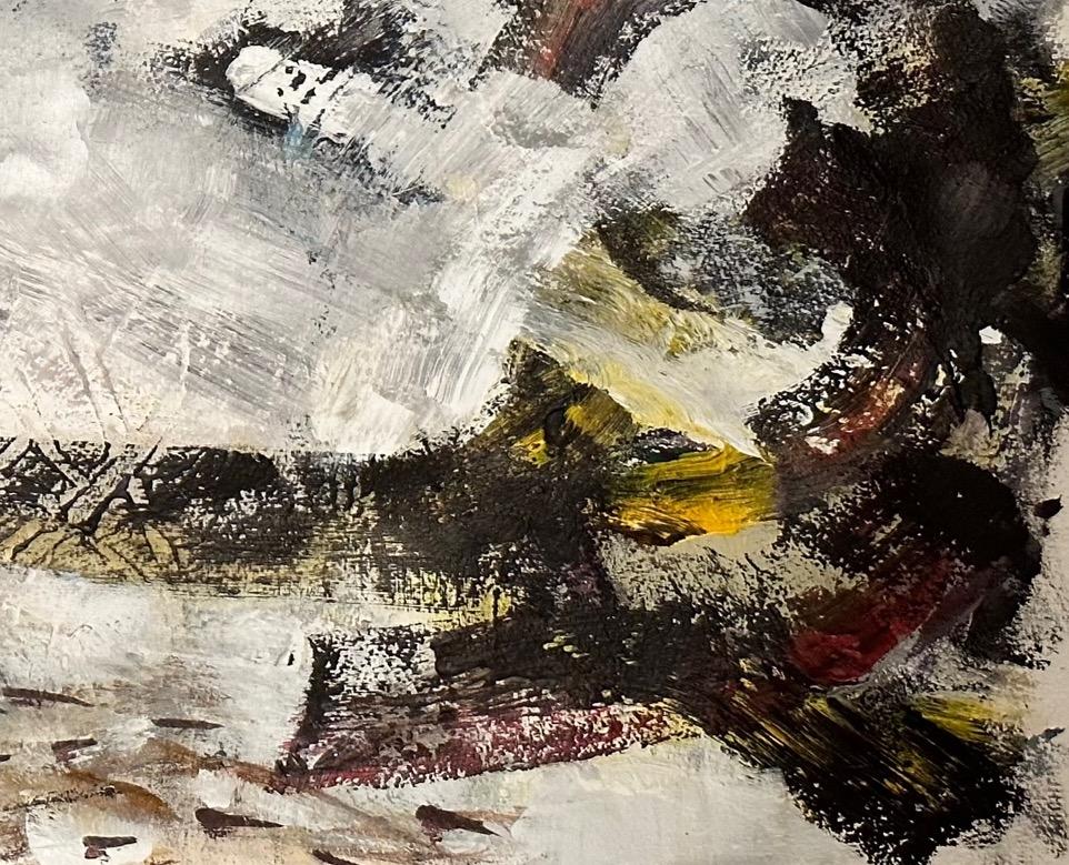 The Silent Sessions IV : Abstract artwork on paper - Beige Abstract Drawing by Iliyan Ivanov
