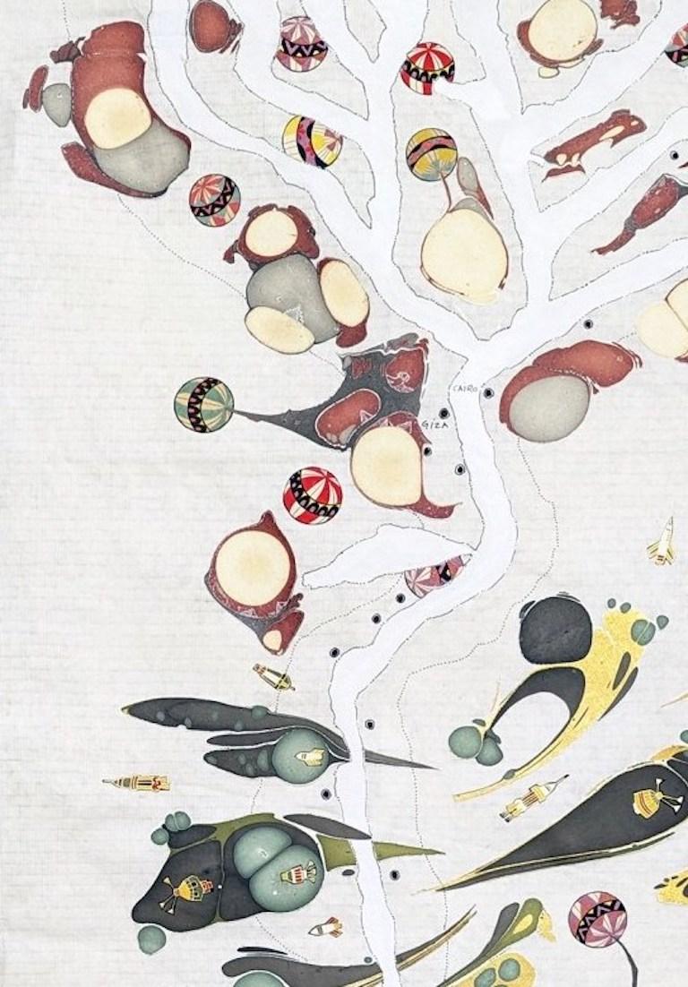 Eine Collage der New Yorker Künstlerin Miranda Maher. Hergestellt mit Tusche, indischem Marmorpapier und japanischem Chiyogami-Papier auf handgeschöpftem Japanpapier.

Miranda Mahers künstlerische Reise ist eine tiefgründige Erkundung von