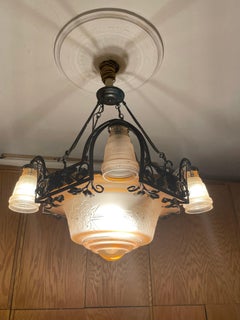 Antike handgefertigte Lampe von Muller Frères