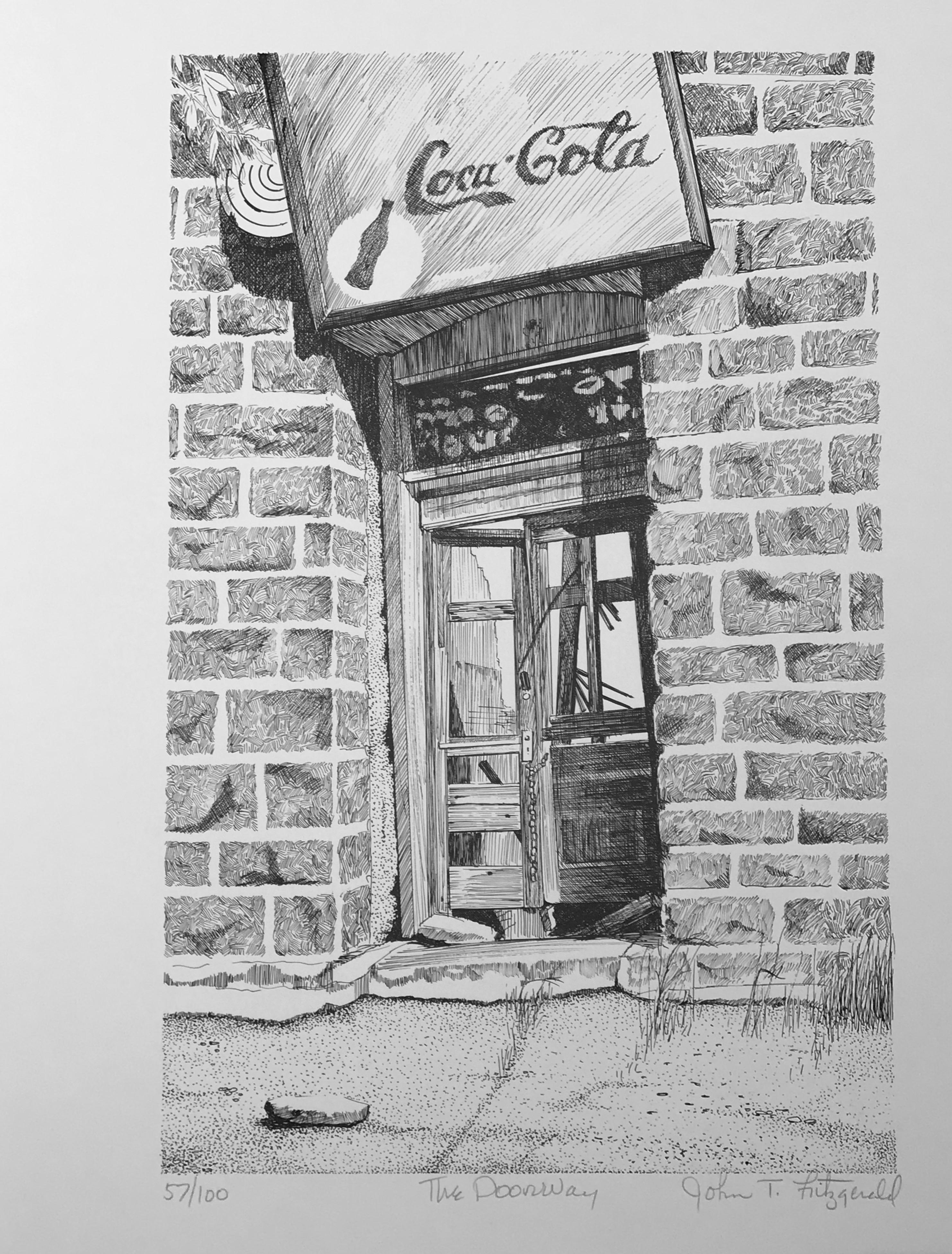 John T. Fitzgerald Still-Life Print - The Doorway by John Fitzgerald, Jerome Old West Arizona Coca Cola sign print