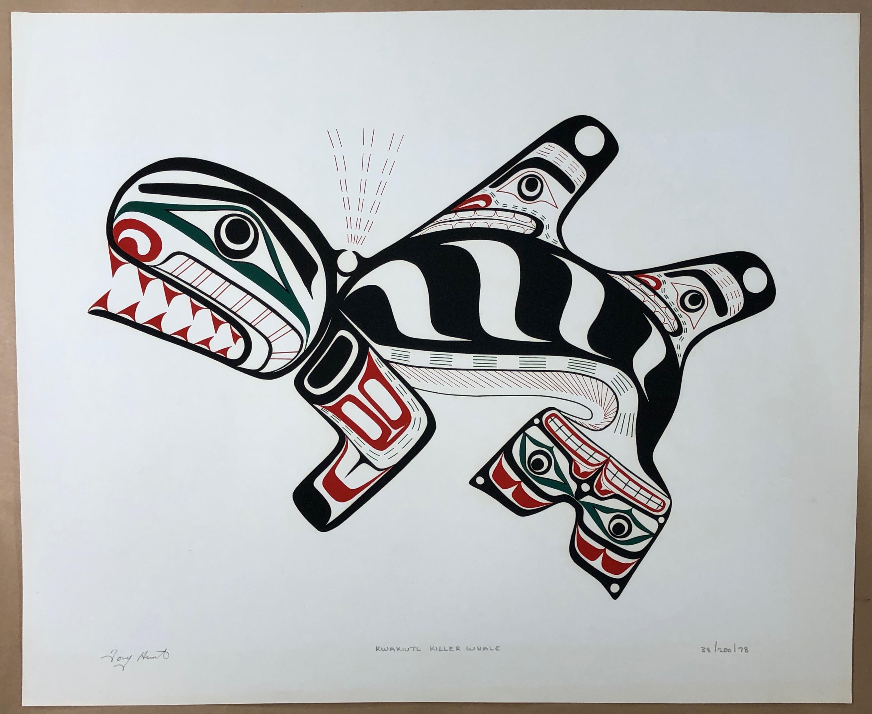 Tony Hunt Sr. Animal Print - Kwakiutl Killer Whale, color serigraph, screen print edition, First Nations, Canada