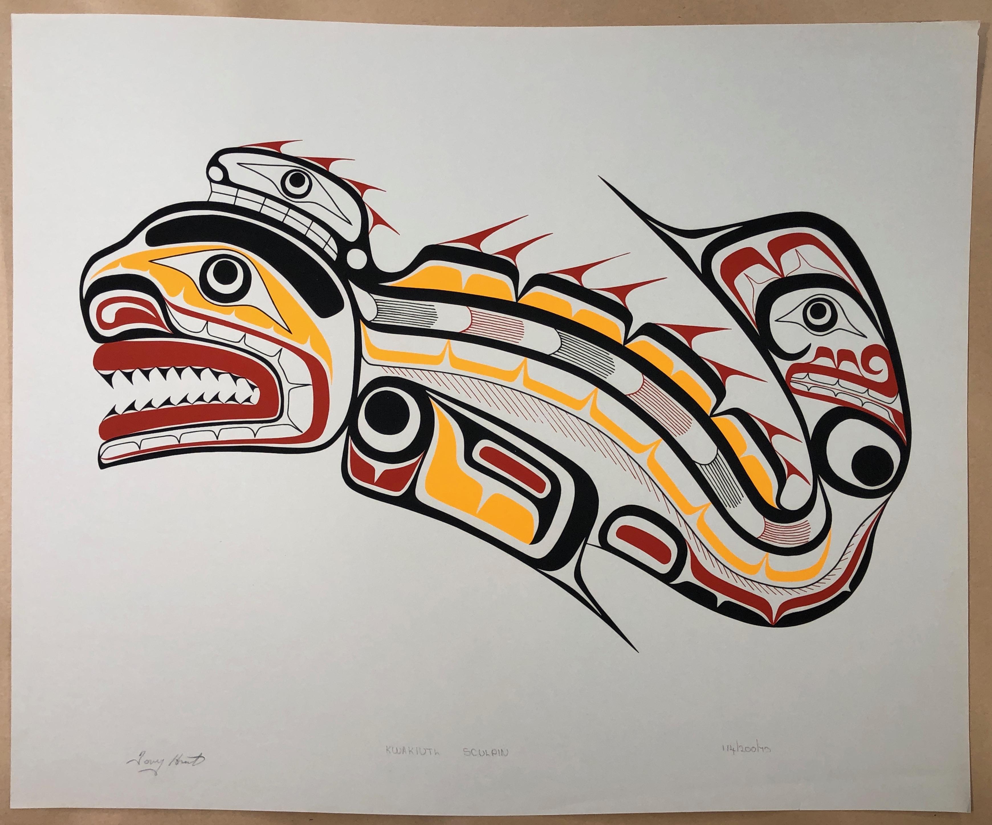 Tony Hunt Sr. Animal Print - Kwakiutl Sculpin, color screen print edition, signed, First Nations Canada