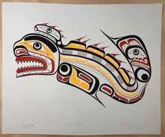 Sculpture Kwakiutl Sculpin, édition sérigraphiée en couleur, signée, Première Nations Canada