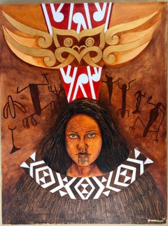 Kia Tupato Mokopuna (Be Vigilant Granddaughter), acrylic on canvas, Maori art