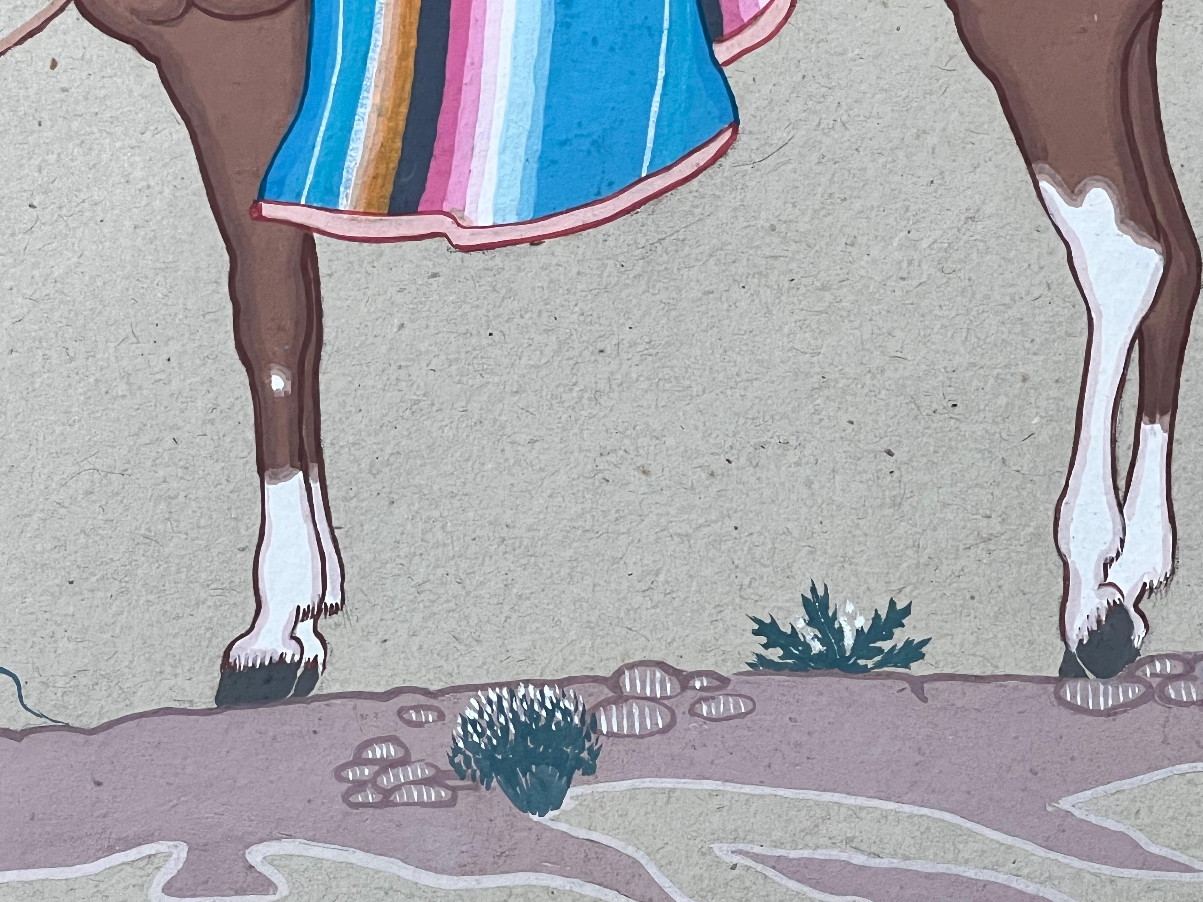 Apache Woman on Horseback, by Allan Houser, Haozous, painting, paper, horse For Sale 3