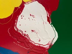 Refraction by Glenn Green, abstract painting, yellow, green, red, black, blue