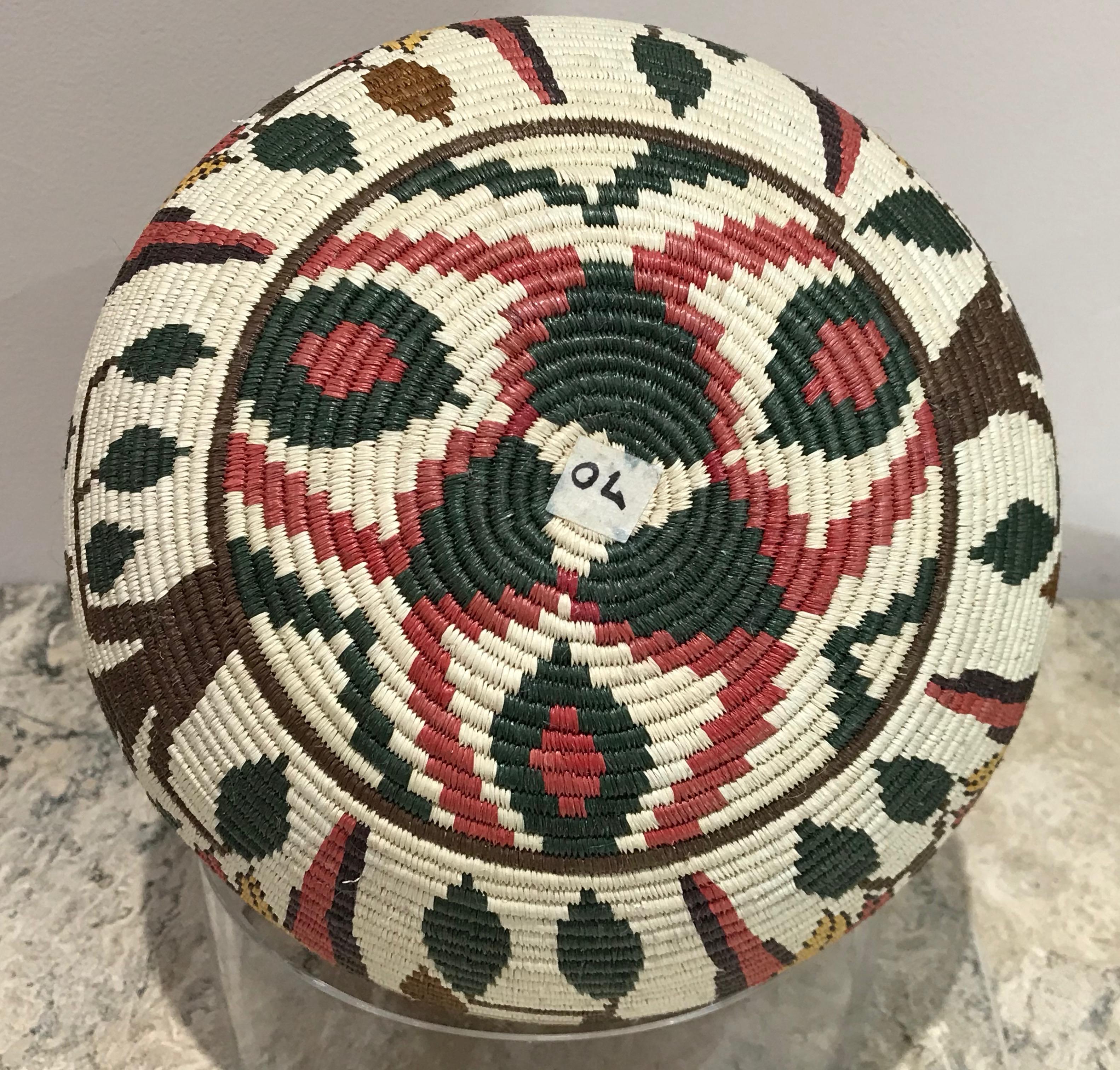 Parrot basket, Wounaan Tribe Darien Rainforest Panama, red, yellow, black, white - Tribal Art by Unknown