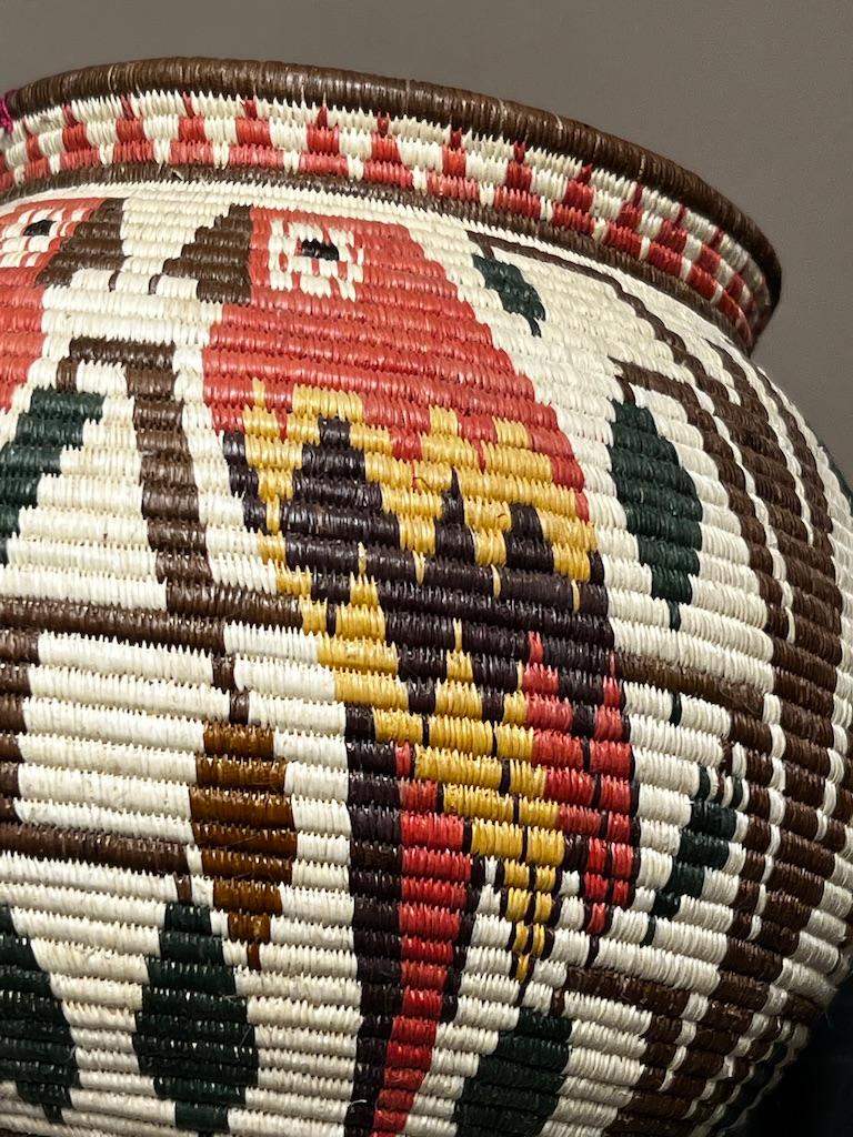 Parrot basket, Wounaan Tribe Darien Rainforest Panama, red, yellow, black, white For Sale 3