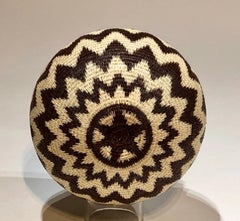 Wounaan Panama Rainforest Basket, Brown, White Zig Zag
